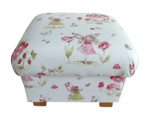 iLiv Fairy Fabric Footstool Pink Floral Footstall Pouffe Flowers Accent Bedroom Lounge