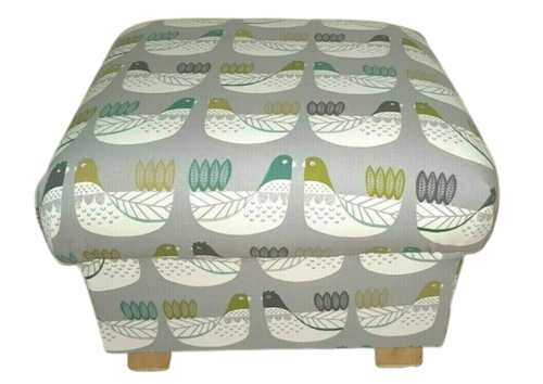 Storage Footstool iLiv Cluck Cluck Chickens Fabric Kiwi Green & Grey Hens Pouffe Footstall