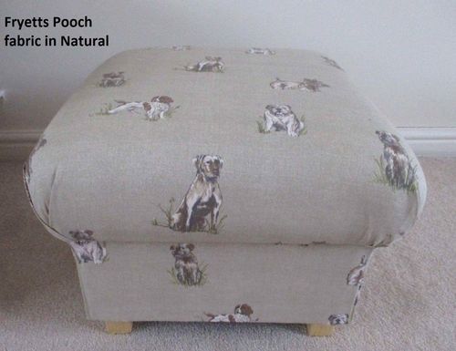 Footstool Fryetts Pooch Fabric Footstall Pouffe Dogs Puppies Natural Terrier Spaniel Beige Bulldogs