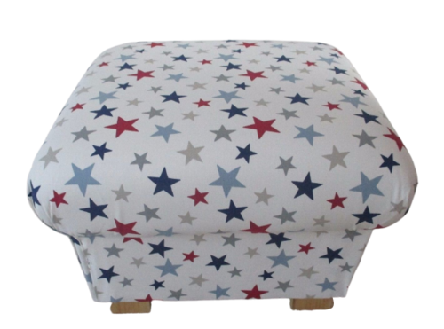 Footstool John Lewis Funky Stars Fabric Pouffe Starry Red White Blue Nursery Accent