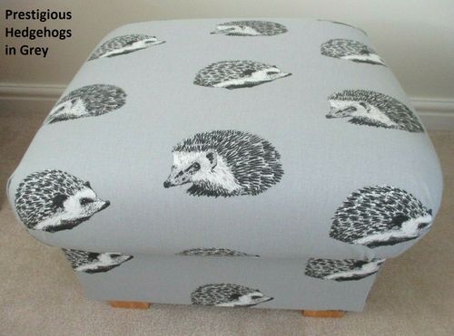 Footstool Prestigious Grey Hedgehogs Fabric Pouffe Footstall Bedroom