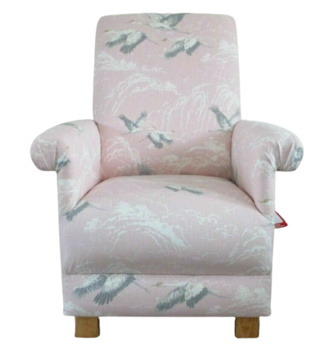 Laura Ashley Animalia Fabric Adult Chair Pink Grey Geese Accent Birds Nursery Bedroom