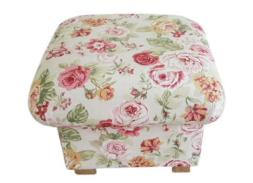 Storage Footstool Clarke Genevieve Old Rose Pink Fabric Pouffe Footstall Floral Cream