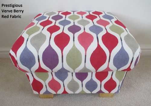 Storage Footstool Clarke Verve Red Berry Fabric Retro Pouffe Footstall Accent Purple Blue