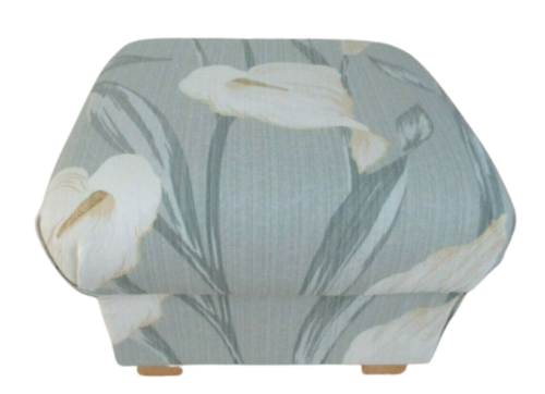 Storage Footstool Laura Ashley Lilium Grey Green Fabric Pouffe Footstall Lilies Lily White