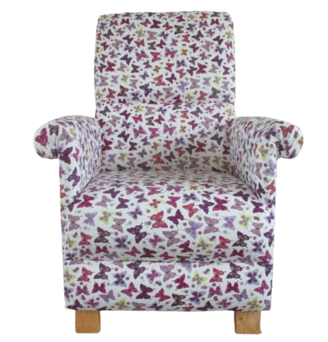Lilac Butterflies Fabric Adult Chair Armchair Purple Mauve Pink Bedroom Accent Butterfly Nursery