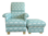 Fryetts Hound Dogs Duck Egg Fabric Adult Chair & Footstool Armchair Green Dachshunds