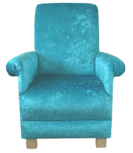 Aqua Crushed Velvet Fabric Adult Chair Armchair Turquoise Blue Green Bedroom Nursery Small