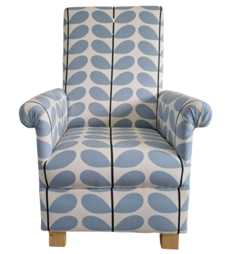 Orla Kiely Two Stem Powder Blue Fabric Adult Chair Armchair Small Accent Designer Bedroom