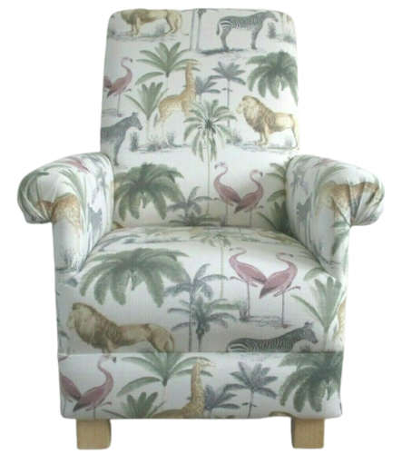 Prestigious Longleat Acacia Fabric Adult Chair Armchair Nursery Safari Animals Small Pink Grey Lions
