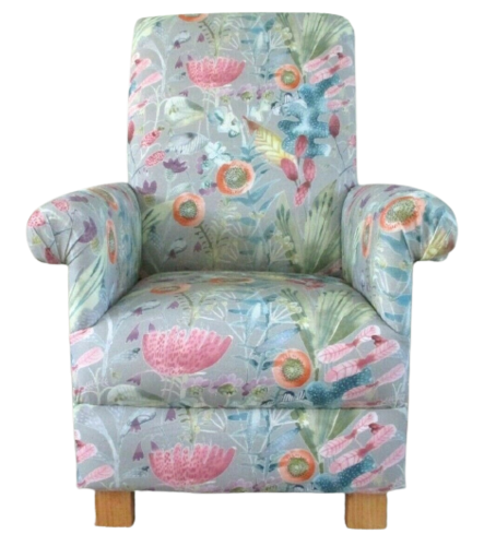 Voyage Maizey Persimmon Fabric Adult Chair Floral Armchair Pink Peach Accent Small Bedroom Country