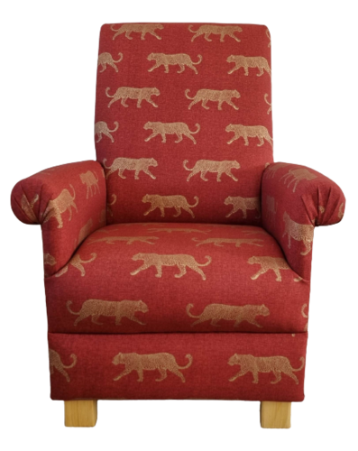 Fryetts Leopards Burnt Orange Fabric Adult Chair Armchair Gold Big Cats Nursery Bedroom Animals