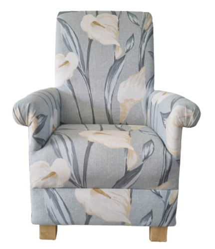 Laura Ashley Lilium Grey Green Fabric Adult Chair Armchair Lily Lilies Floral Small Fireside Nursery