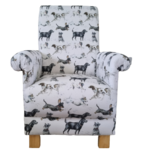 Voyage Dashing Dogs Fabric Adult Chair Armchair Accent Small Labradors Terriers Dachshunds