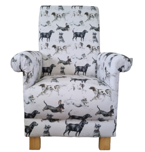 Voyage Dashing Dogs Fabric Adult Chair Armchair Accent Small Labradors Terriers Dachshunds