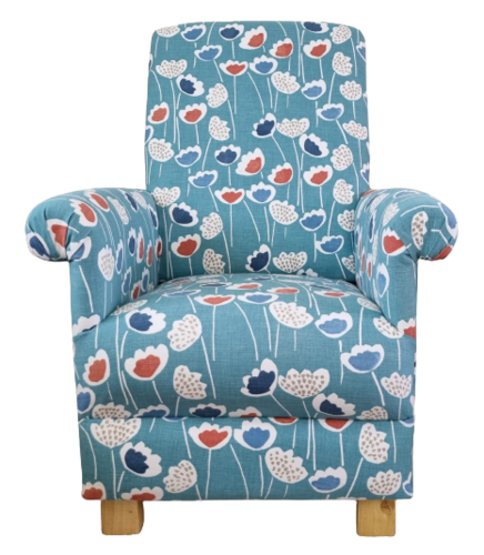 Prestigious Clara Scandi Floral Fabric Adult Chair South Pacific Blue Armchair Flowers Accent Small
