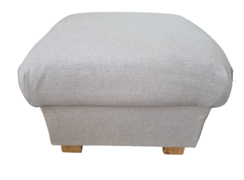 Storage Footstool in Laura Ashley Austen Natural Fabric Pouffe Plain Cream British Made