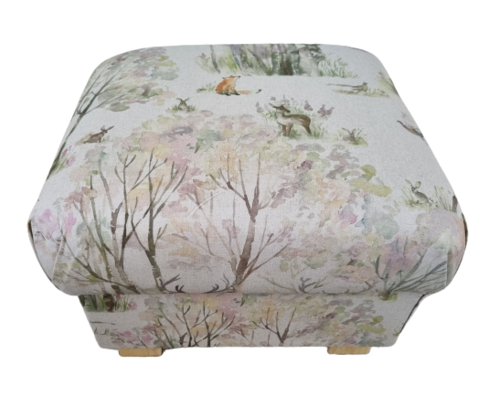 Voyage Maison Enchanted Forest Fabric Footstool Pouffe Nursery Animals Woodland Scene Deer Stag Fox