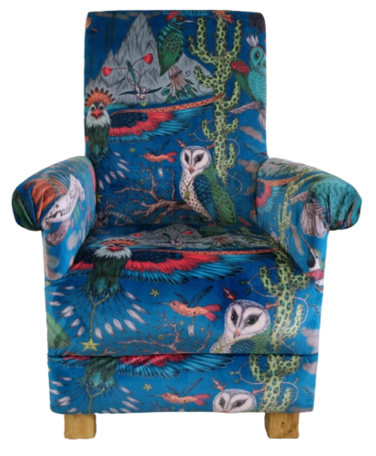 Emma J Shipley Frontier Velvet Teal Fabric Adult Chair Armchair Accent Wild West Green Blue Eagles