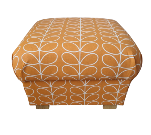 Storage Footstool Orla Kiely Linear Stem Papaya Fabric Orange Pouffe Footstall Peach