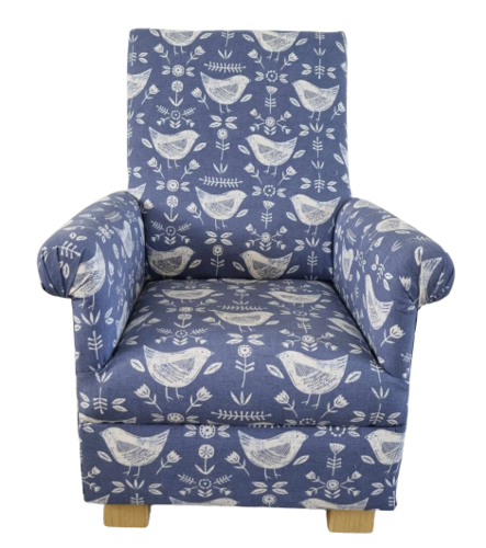 Fryetts Scandi Narvic Denim Blue Fabric Adult Chair Armchair Accent Small Nursery Bedroom