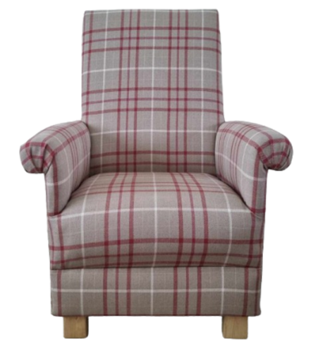 Laura Ashley Keynes Cranberry Red Fabric Adult Chair Armchair Tartan Check Accent Lounge