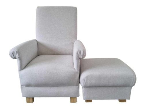 Laura Ashley Belton Dove Grey Fabric Adult Chair & Footstool Armchair Pouffe Plain Nursery